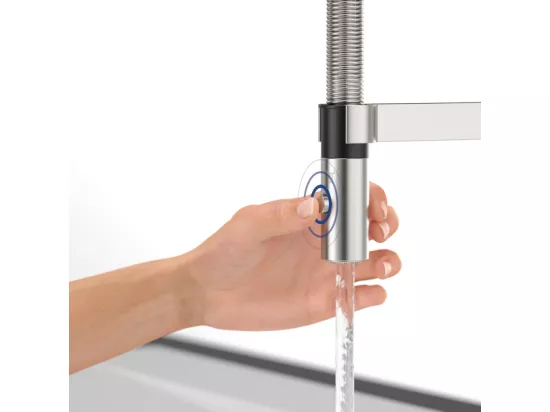 Robinet cuisine VILLEROY ET BOCH Steel expert compact acier massif + nettoyant