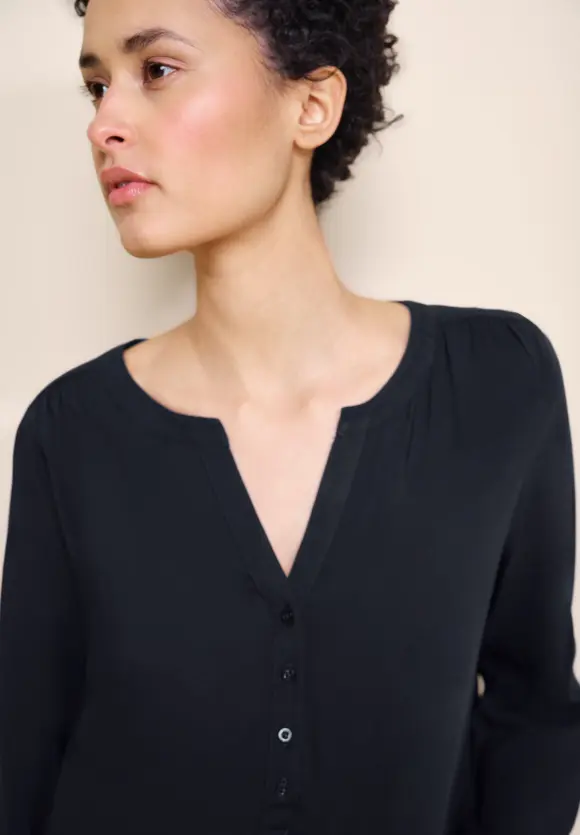 Bluse in Unifarbe - dark blue