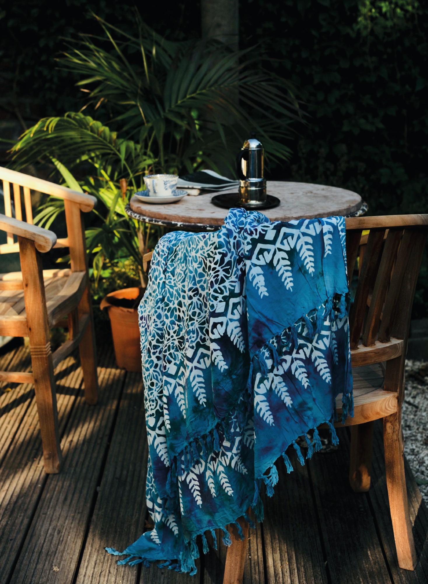 Sarong mit Kokosnuss-Schnalle Batik, blau, weiß, T 225 cm, B 115 cm günstig bestellen