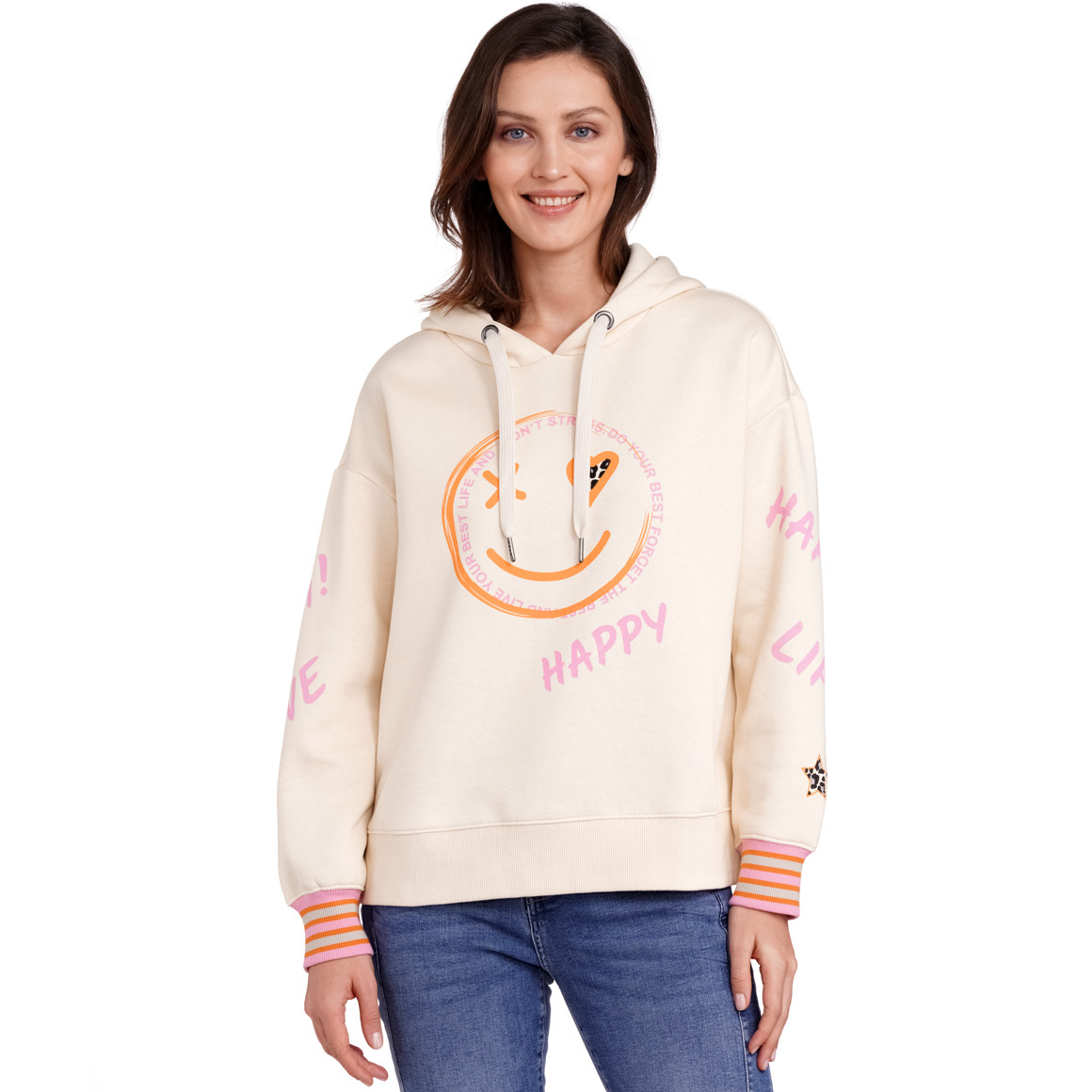 Gina Benotti Damen Hoodie mit Print beige