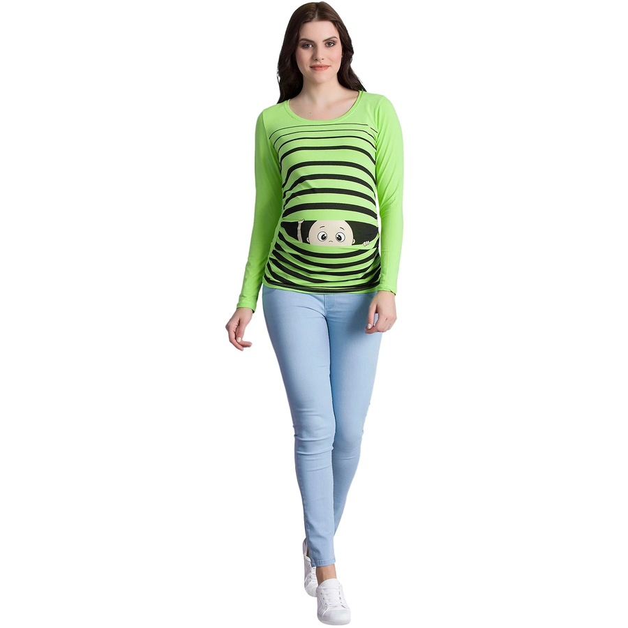 M.M.C. Umstandslangarmshirt Guck Guck mit Motiv Hellgrün