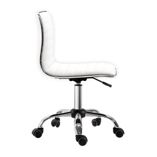 Frisørstol, Salongstol, Svingstol, Høydejusterbar, Med Ryggstøtte, Stål, Pu, Hvit, 48X52X78-90 Cm