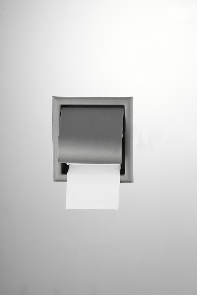 Saniclear Iron inbouw toiletrolhouder met klep gunmetal - verouderd ijzer