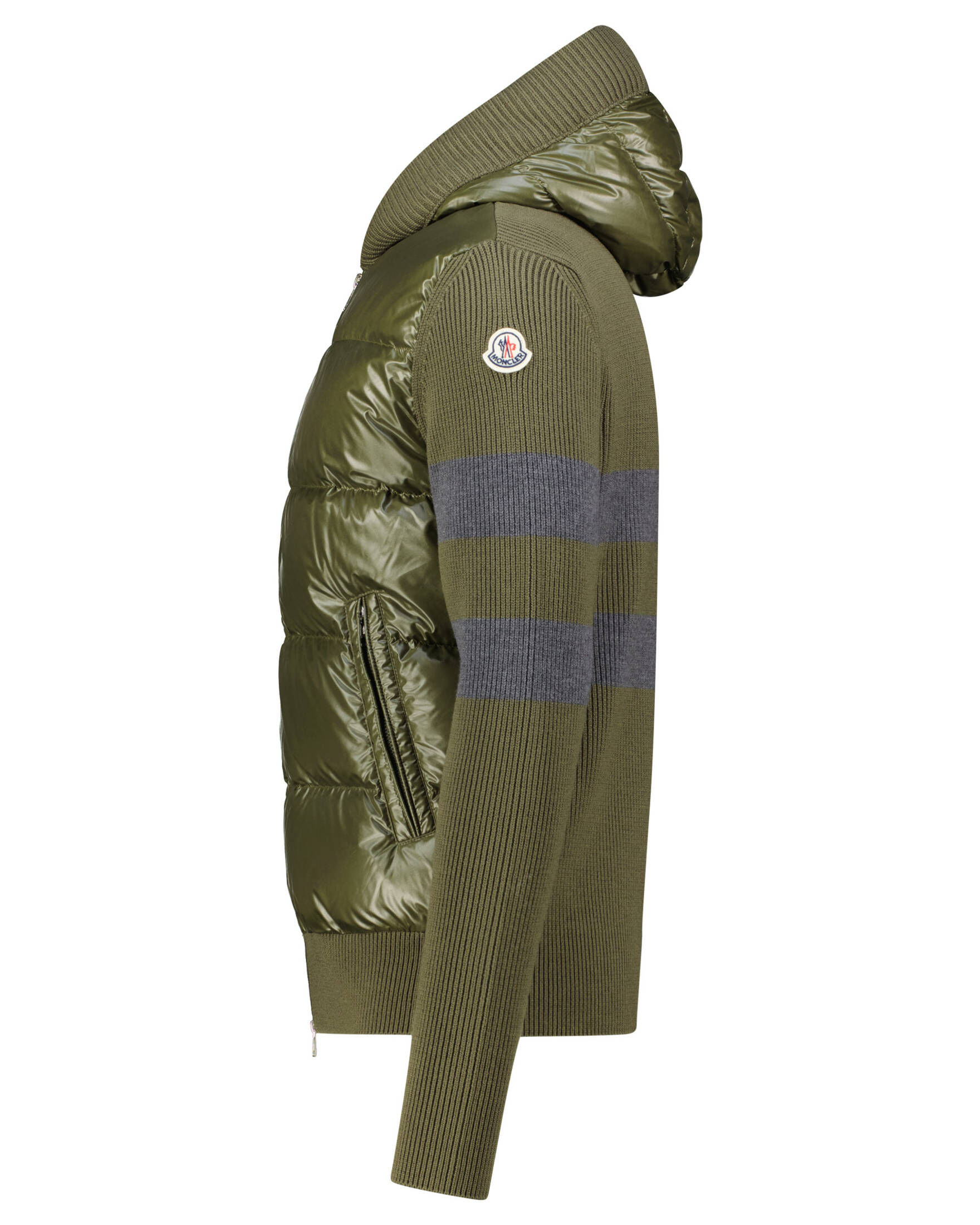 Moncler| Herren Strickjacke mit Kapuze und Daunen-Wattierung