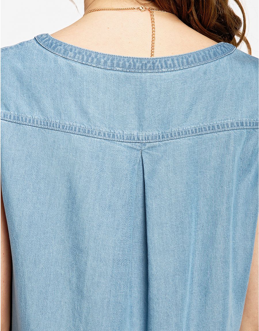débardeur long bleu