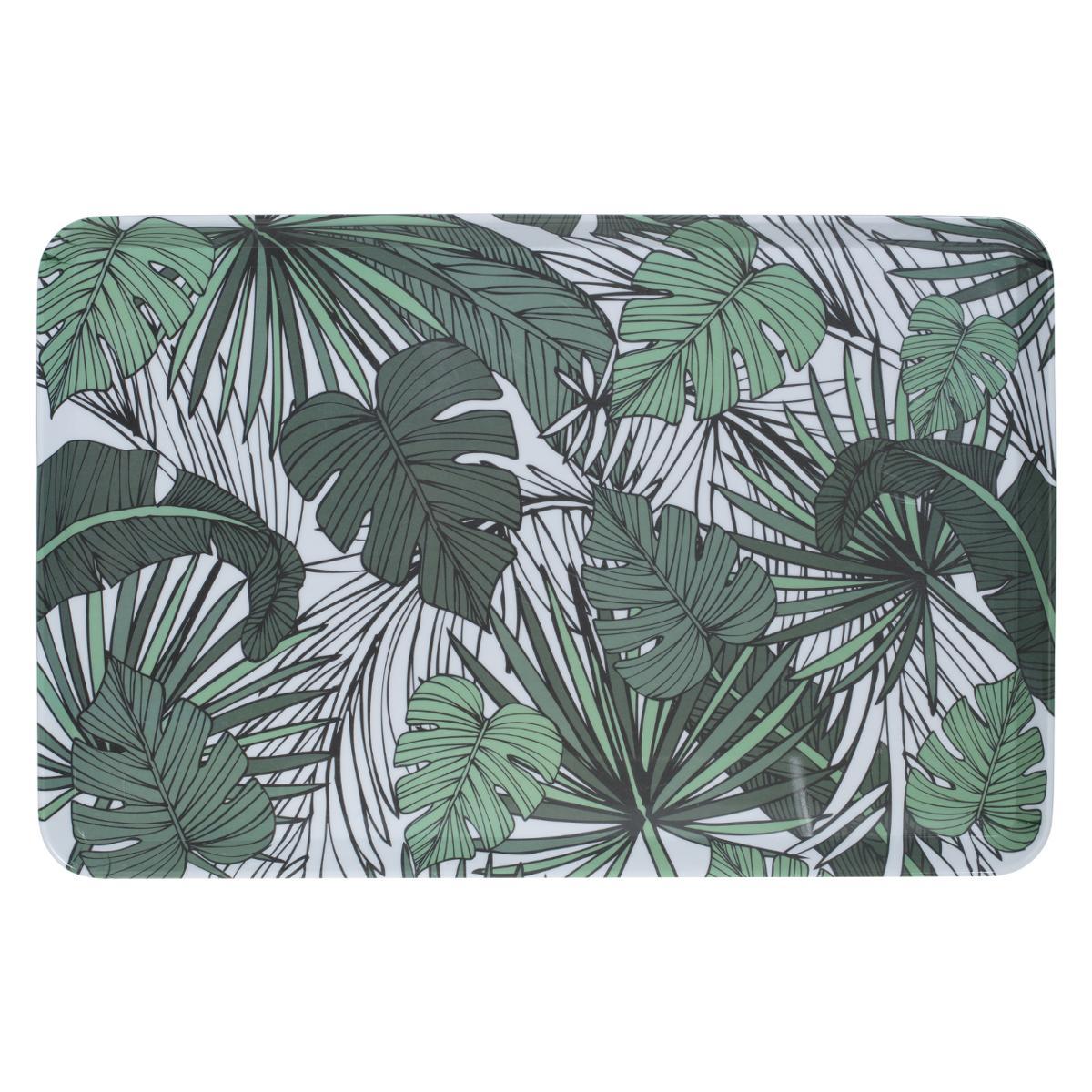 PLATEAU MELAMINE DECOR JUNGLE VEGETAL 45X30CM