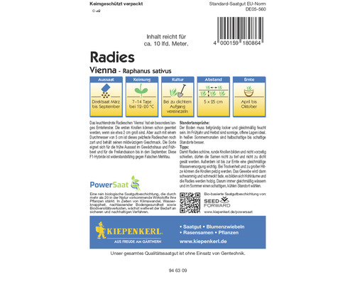 Radishes Vienna Kiepenkerl PowerSaat Hybrid Seed Vegetable Seeds