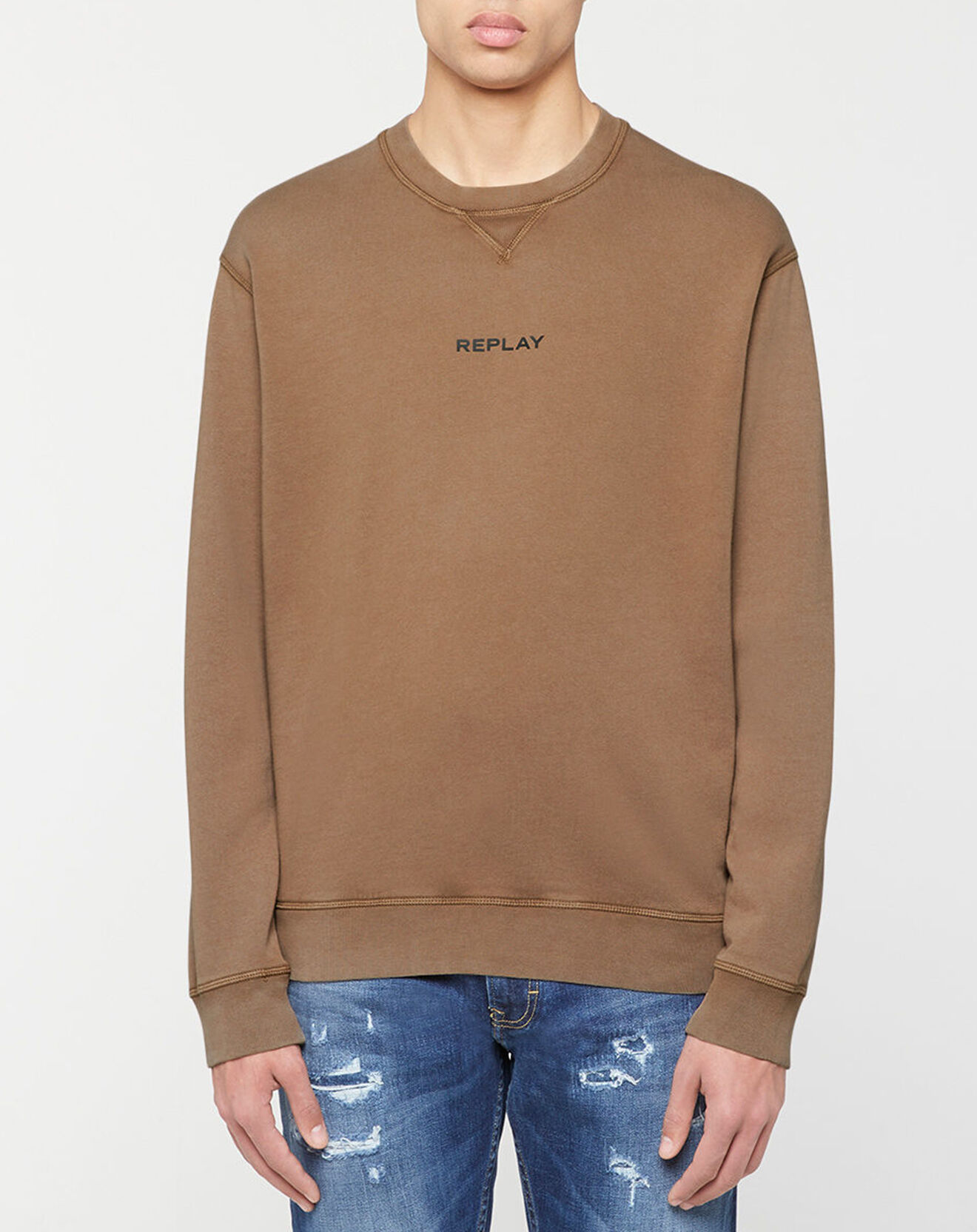 Replay Sweat en Coton Bio Essentials Cn marron