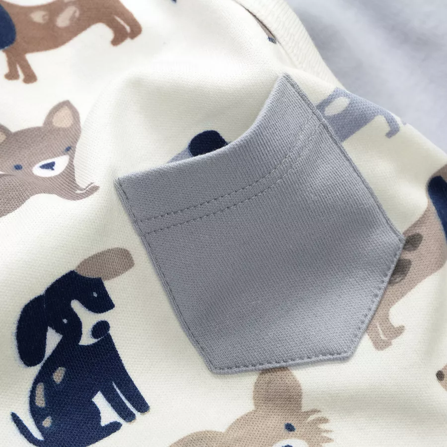 STACCATO Strampler+Shirt offwhite dog gemustert