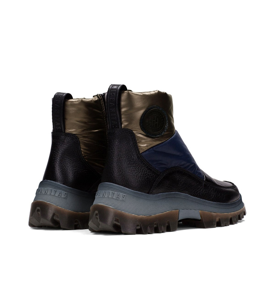 Botas de tornozelo Hispanitas Meryl em couro preto e azul marinho