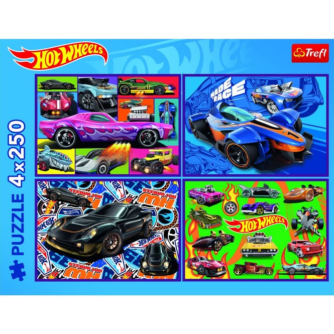 Puzzle - Hot Wheels - 4 x 250 Teile