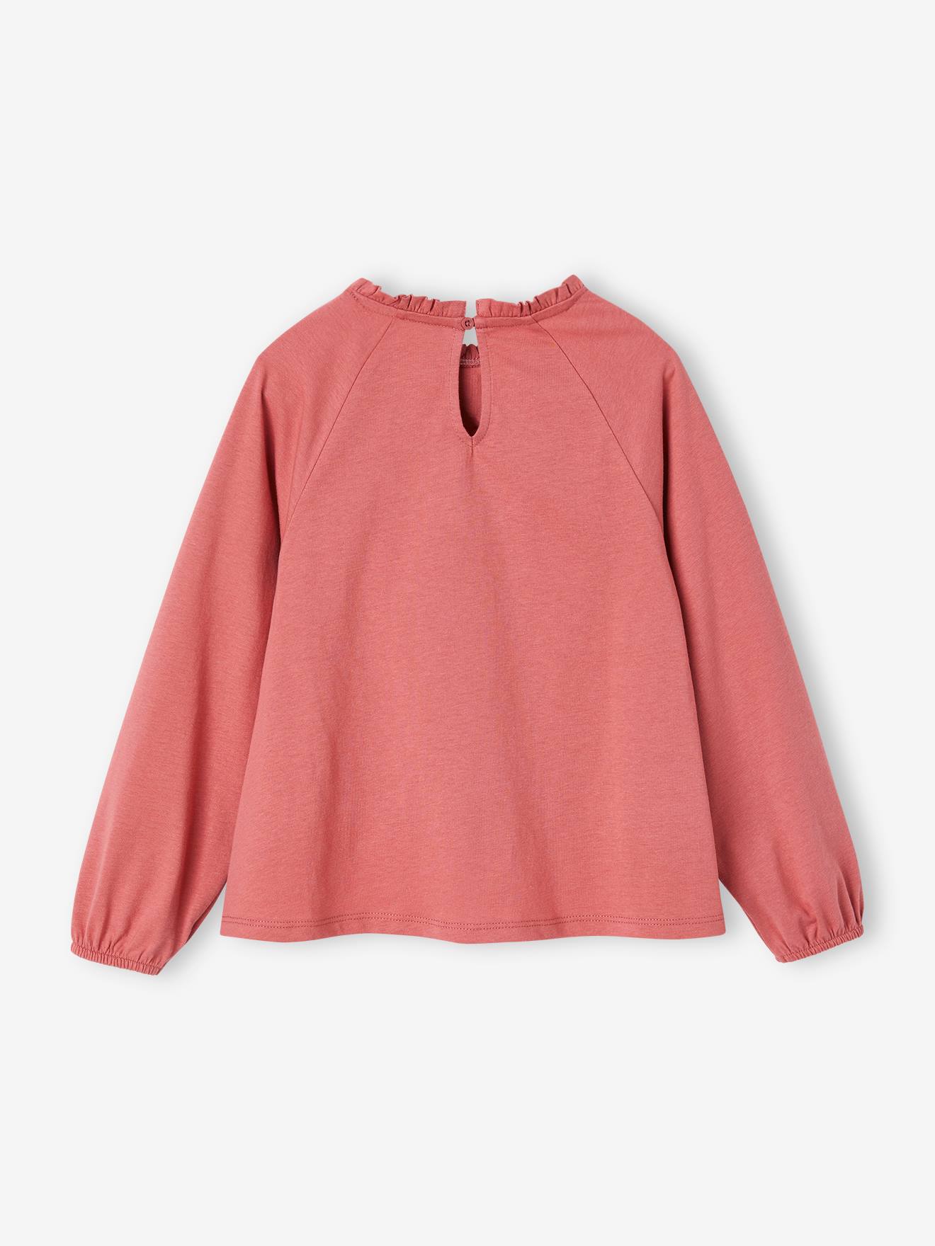 Blusa camiseta com detalhes em bordado inglês, cor cru, infantil.