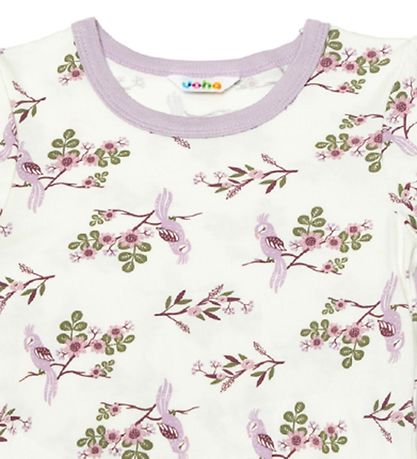 Joha Schlafanzug - Bambus - Off White/Lila m. Papagei