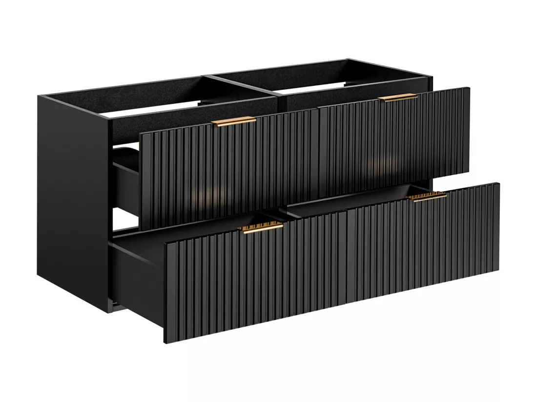 Meuble sous vasque suspendu strié - Noir - L120 cm - ZEVARA