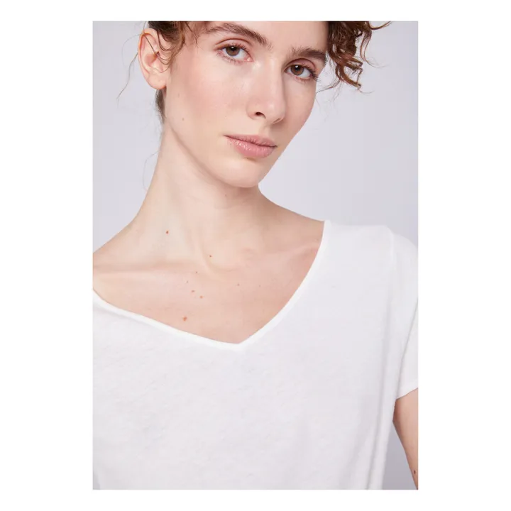 American Vintage T-shirt Col V Aksun | Blanc