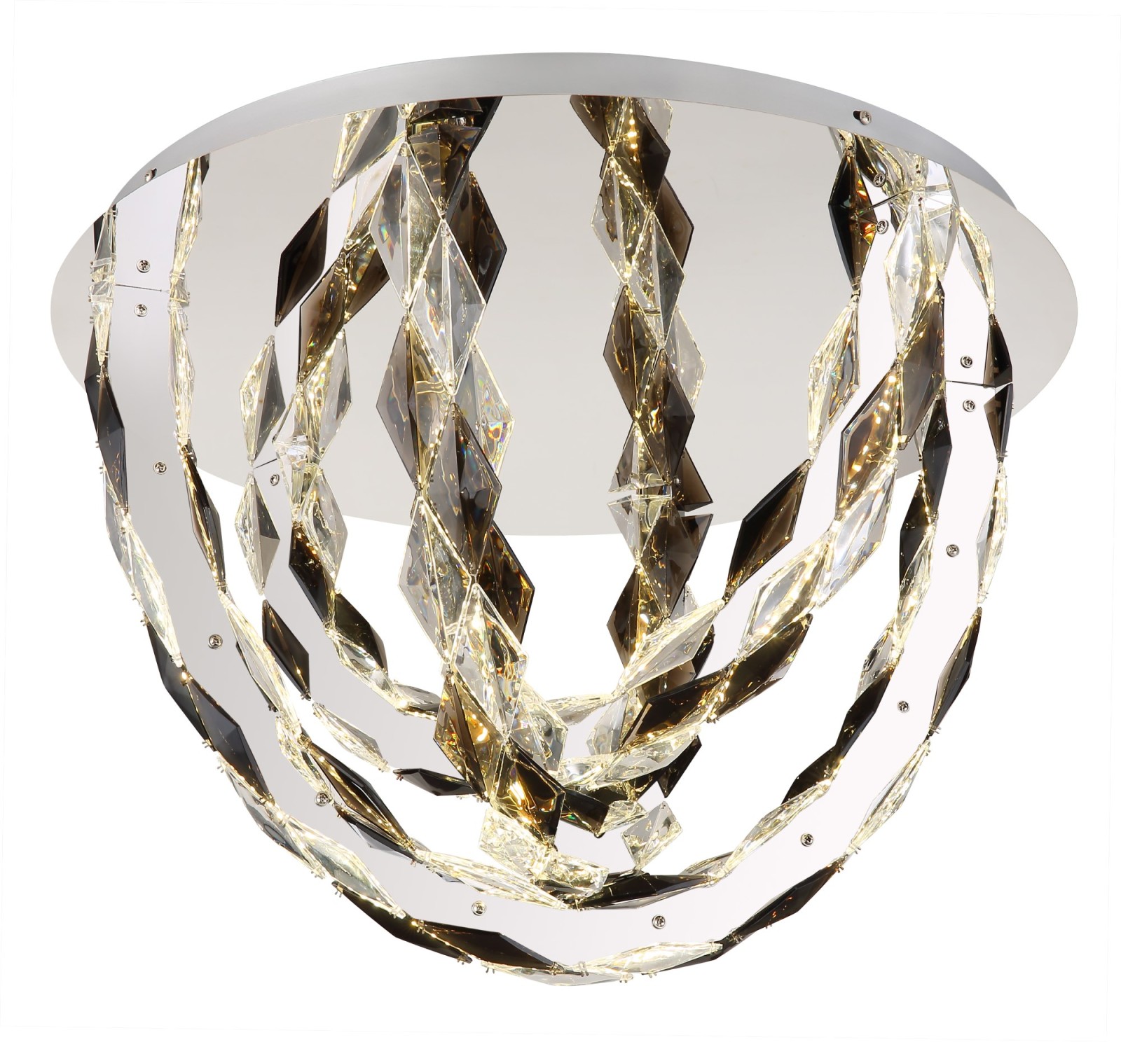 LED-Deckenleuchte - transparent-chromfarben - Acrylkristalle - Ø 60 cm