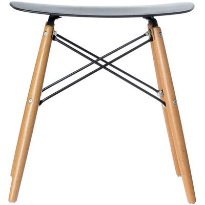 Tabouret bas SKOLL - pieds bois et acier noir - assise noire