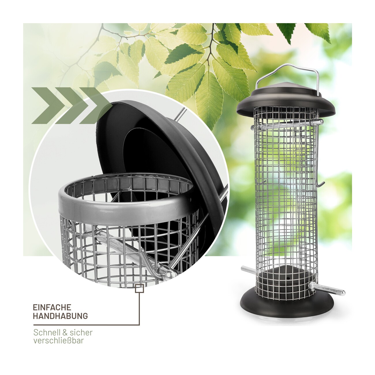 wildtier liebe Futterspender für Erdnüsse 23,5cm, Schwarz