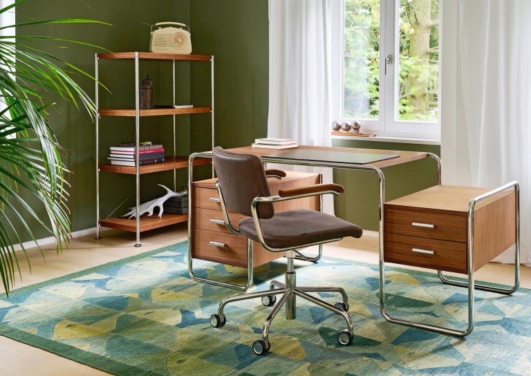 Thonet S285 bureau essen open poriën zwart, zwart onderstel