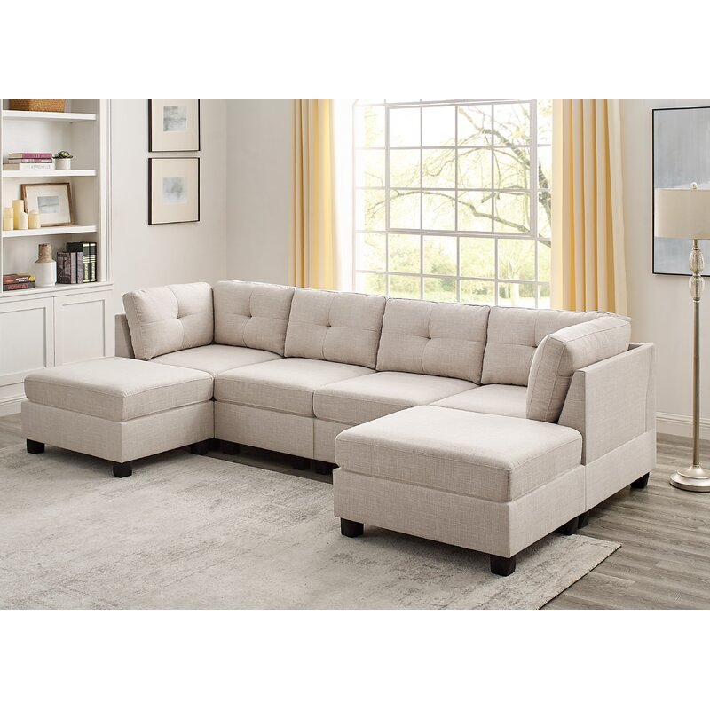 Chenault 92&prime;&prime; Wide Reversible Modular Sofa & Chaise With Ottoman