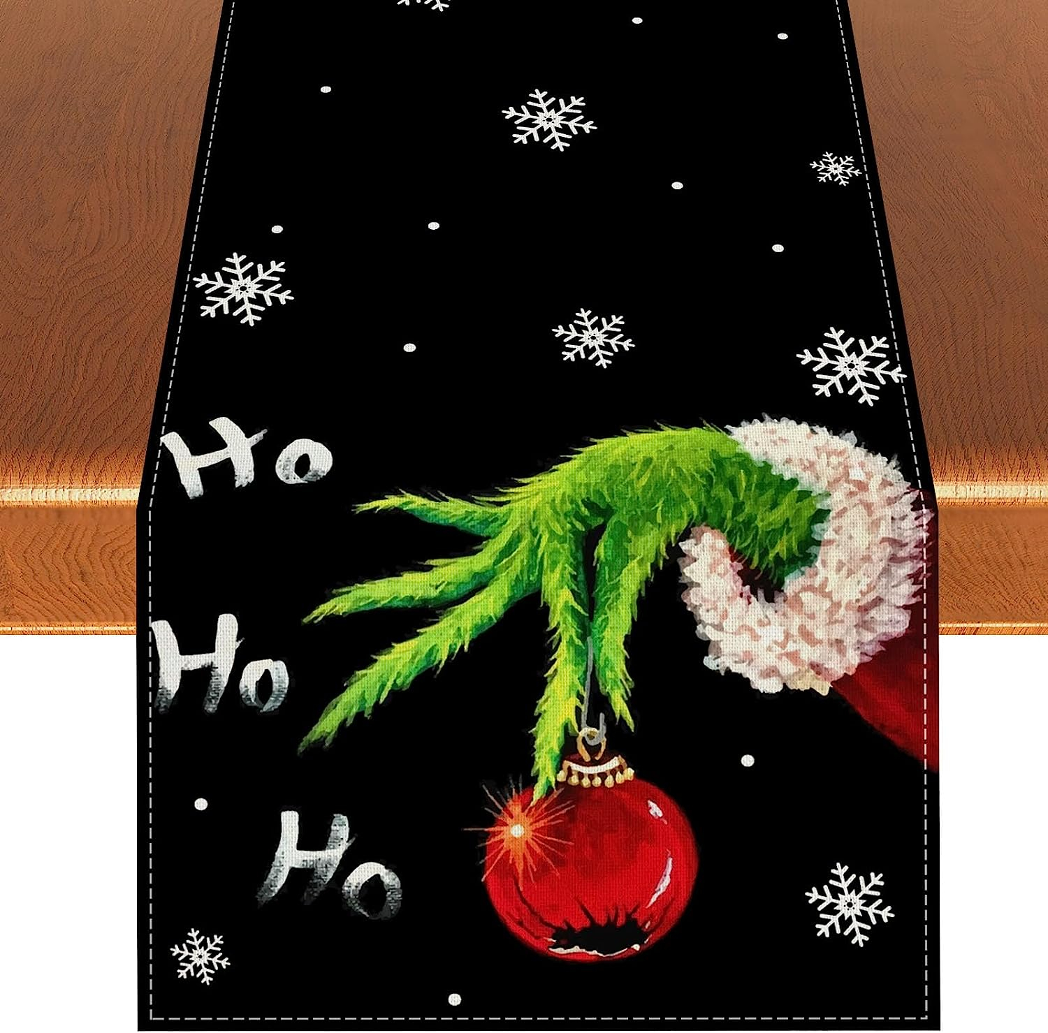 (183x34cm) Weihnachts Tischläufer Christmas Tischtuch Home Deko - Grüner Bösewicht Hand