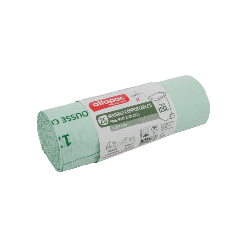 Housse conteneur compostable 120L vert 18µ sans lien Alfapac