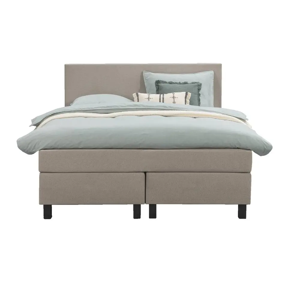 Boxspring Liv egaal - beige - 140x200 cm - vierkante poot