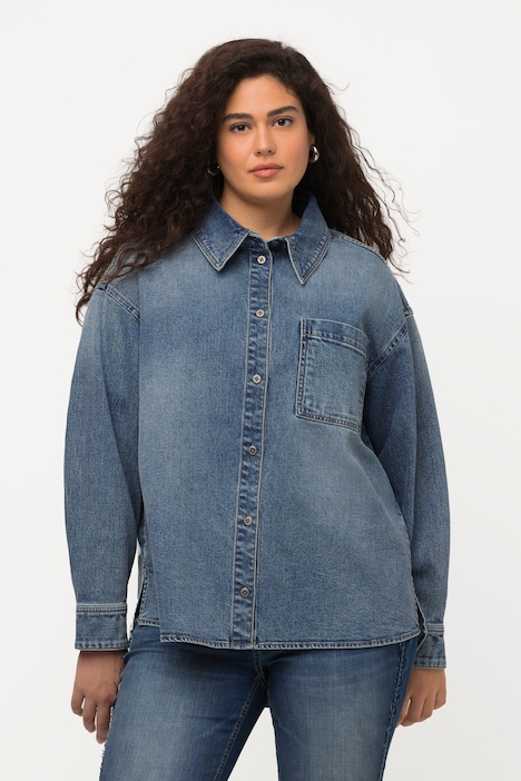 Jeanshemd, Oversized, Hemdkragen, Langarm