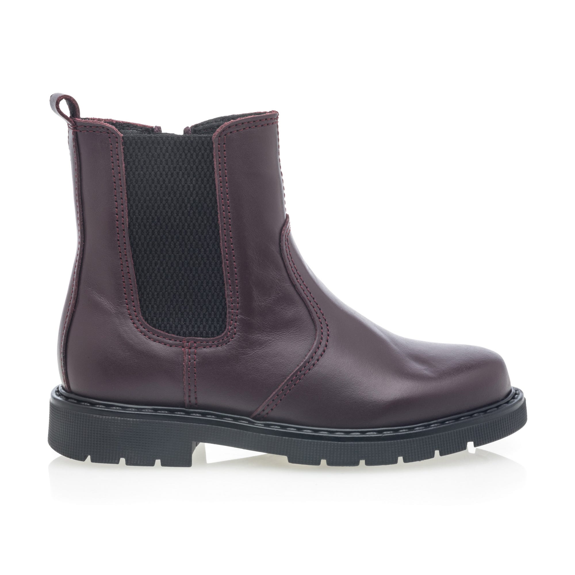 Bottines Fille en cuir bordeaux