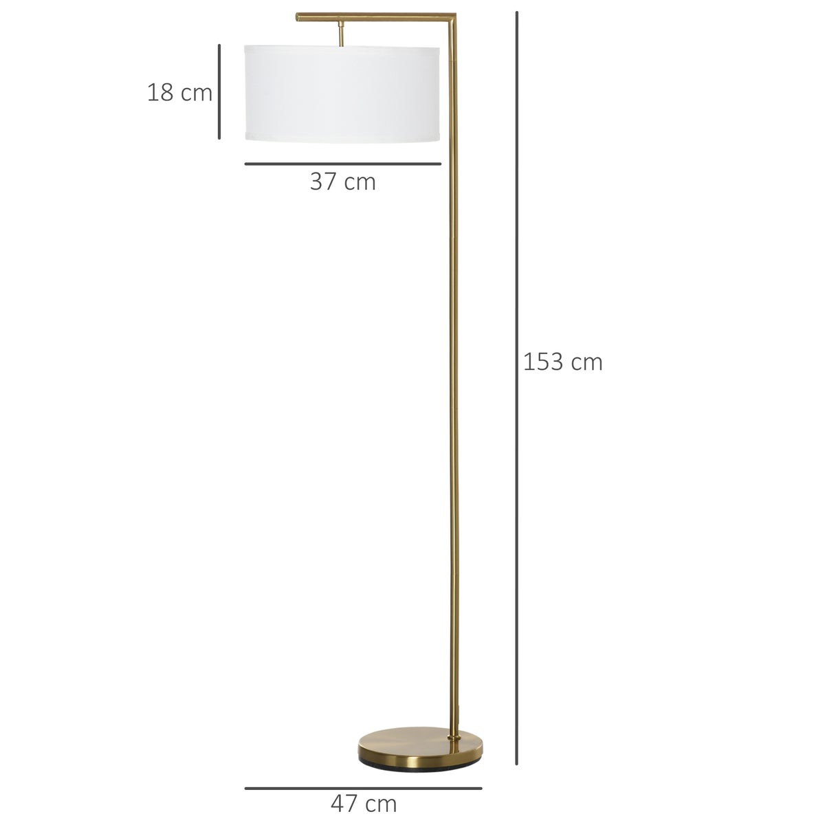 HOMCOM staande lamp, 47 x 37 x 153 cm, linnen, goud+wit