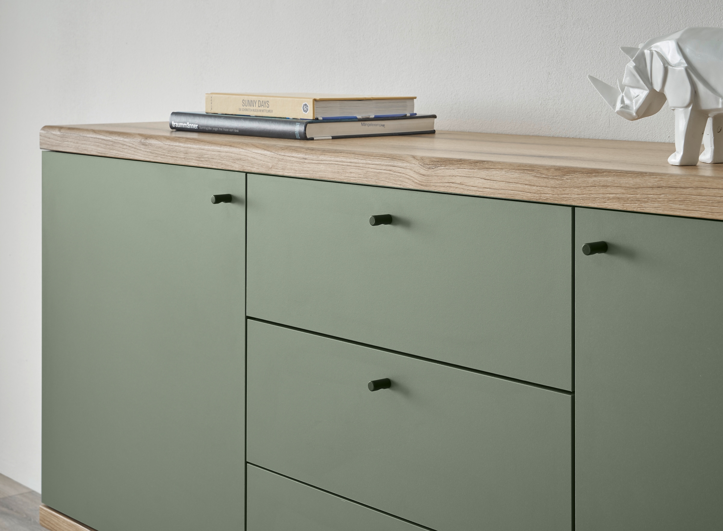 INOSIGN Sideboard »MAVAS« in moderner Trendfarbe, Griffe aus Metall (Schwarz), Breite 160 cm