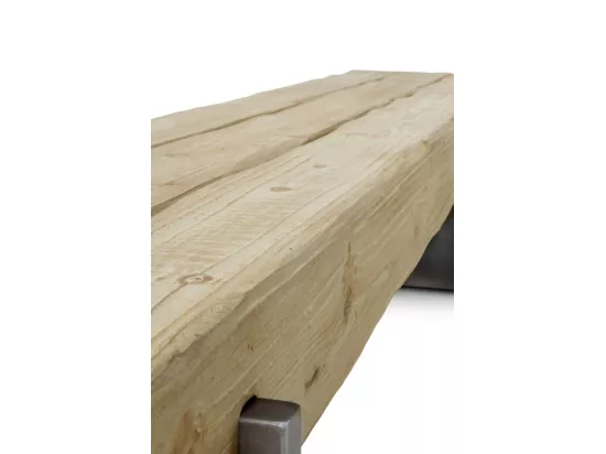 Banc effet bois d'épicéa avec pieds laqués couleur métal