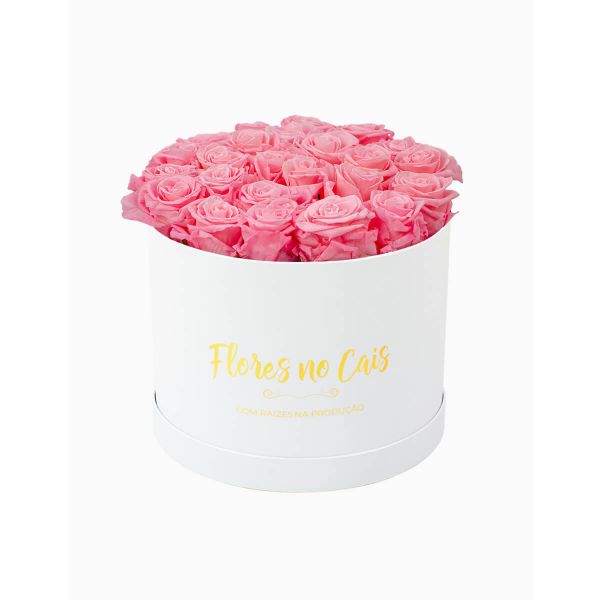 Flores no Cais Caixa de Rosas Cor-de-Rosa Preservadas (Branca, Excellent)