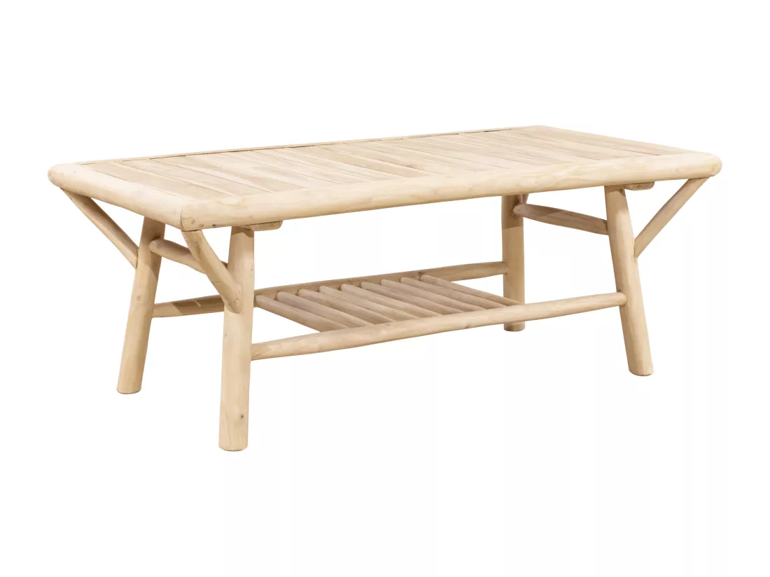 Table basse de jardin rectangulaire en teck L.120 cm - Naturel clair - TULUM de MYLIA