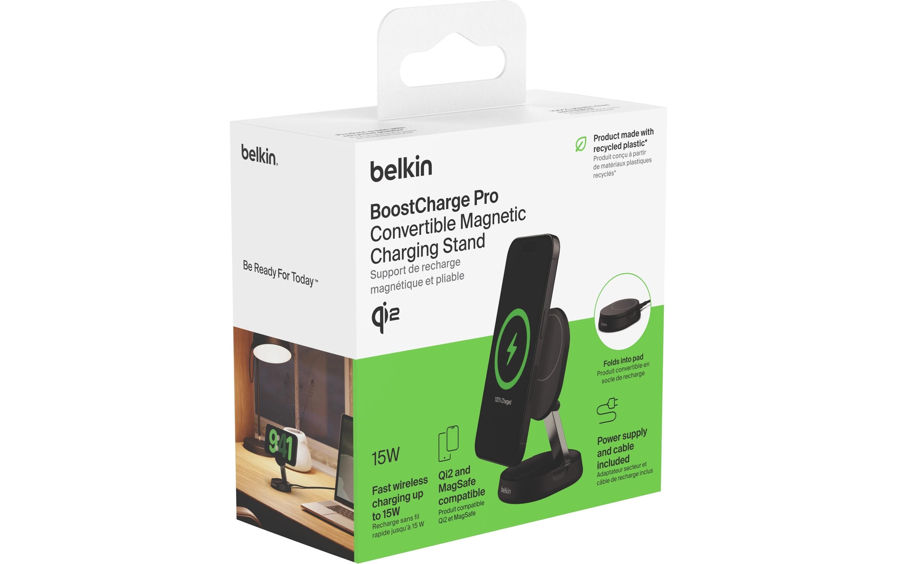 Wireless Charger Boost Charge Pro Schwarz inkl. NetzteilVerstellbare kabellose magnetische Ladestation mit Qi2
