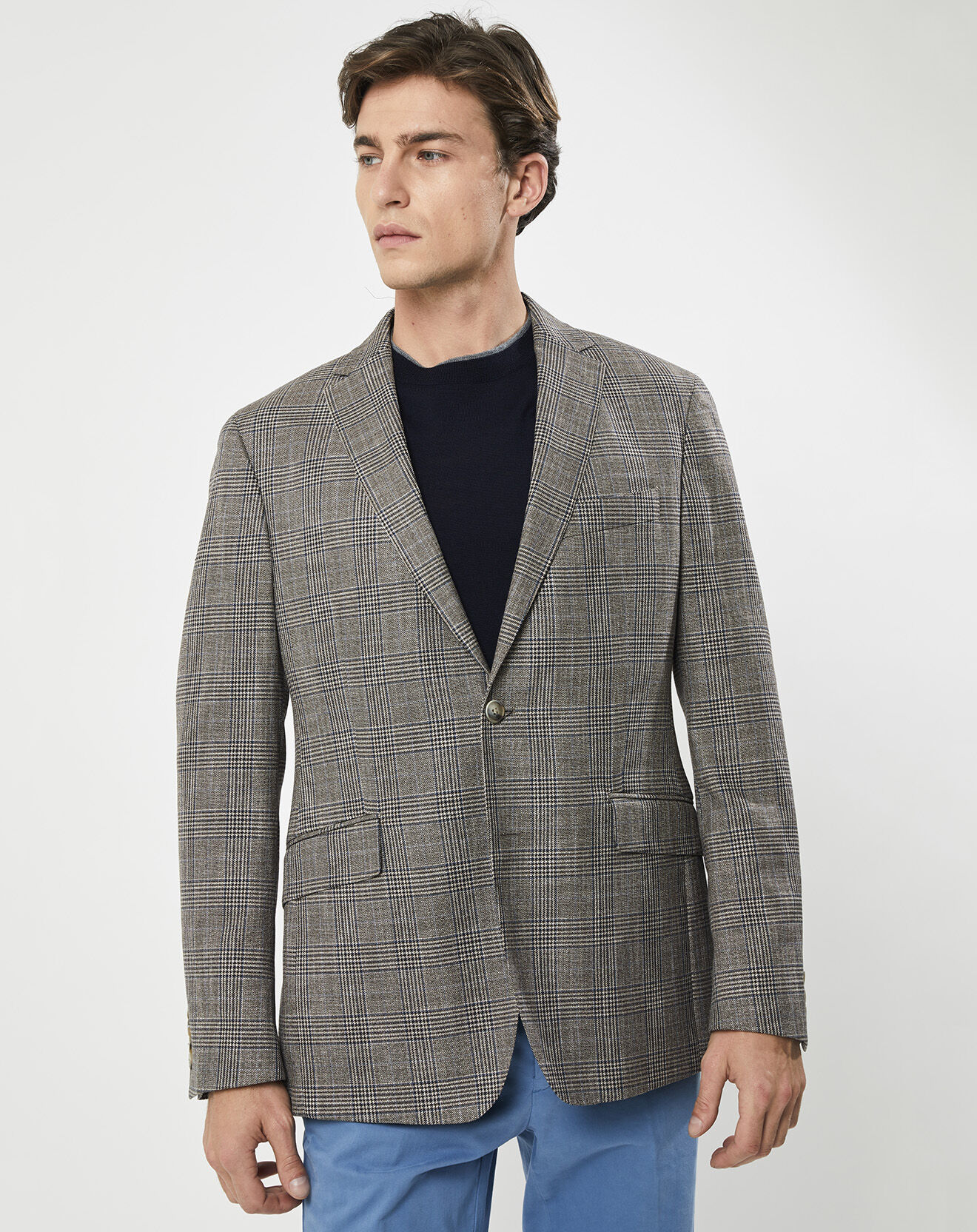 Hackett London Veste Chek imprimée prince de galles beige
