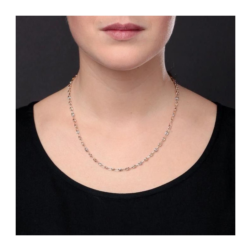 Collier Femme Trois Ors - Grains de Café Tricolores Jaune, Blanc et Rose