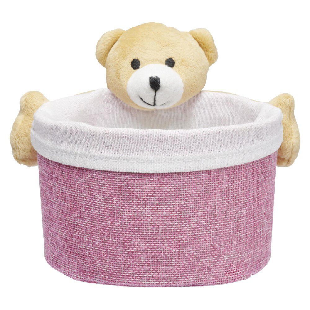 Panière ronde avec peluche animal