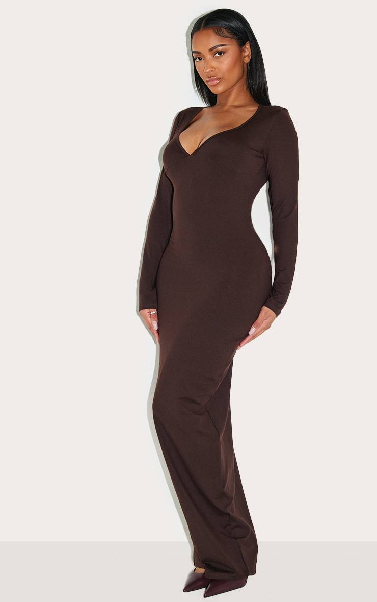 Chocolat Robe Longue Sculptante Décolleté Cœur Shape