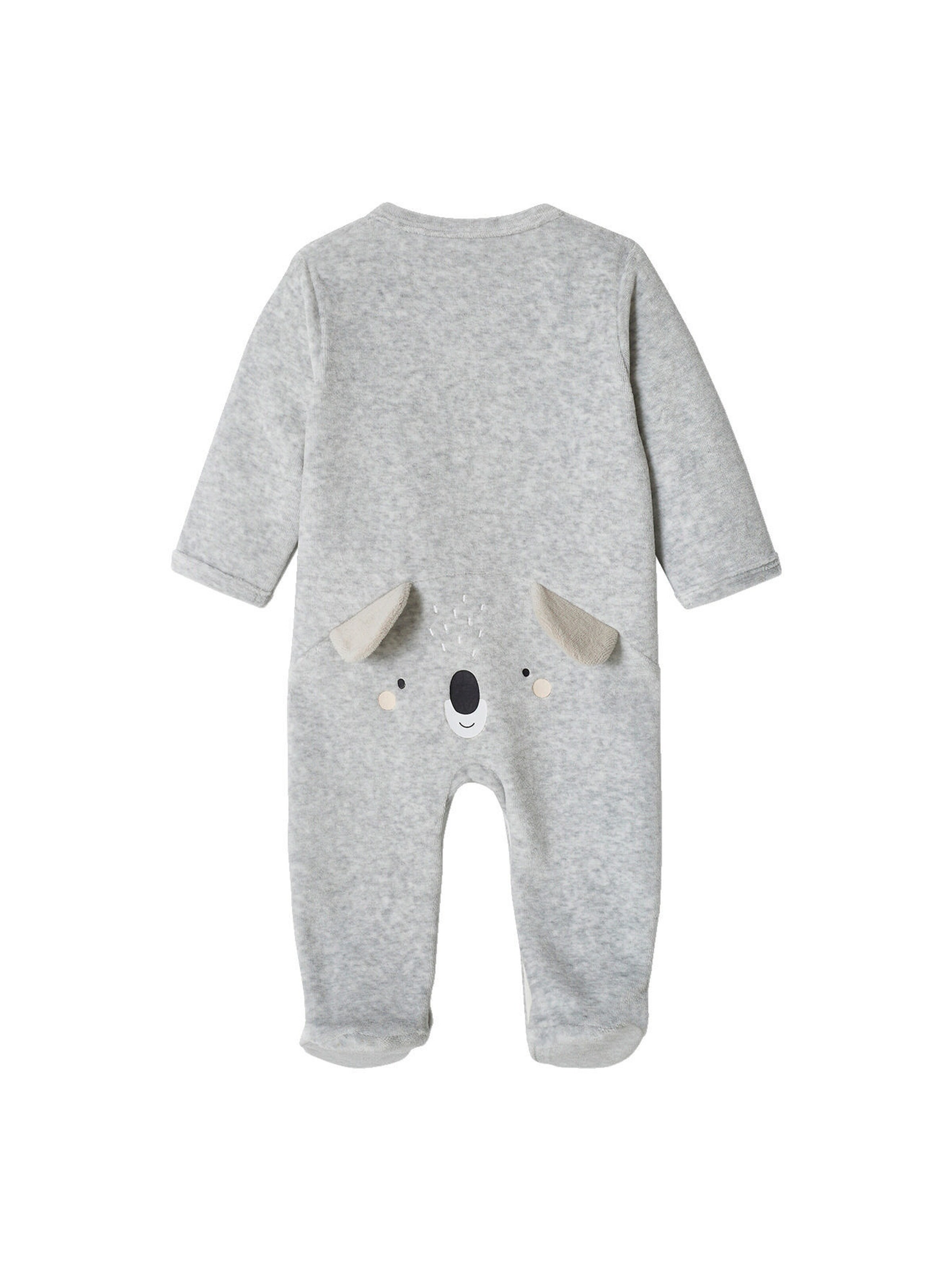 Vertbaudet Baby Samt-Strampler, Koala grau meliert