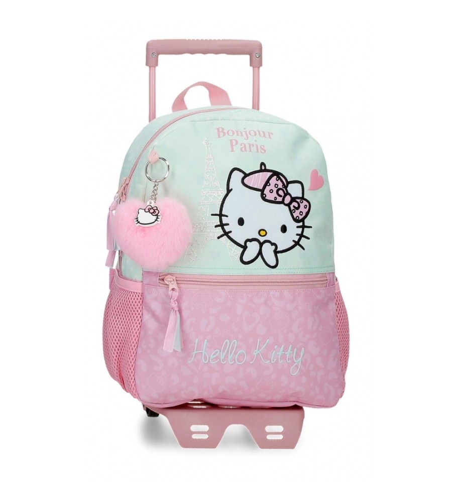 Joumma Bags Mochila Hello Kitty Paris con carro turquesa -25x32x12cm-