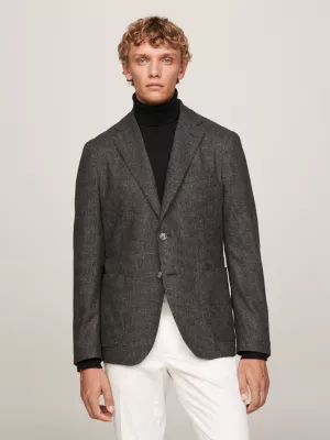 Blazer Slim Fit com Estampa Pied-de-Poule Micro