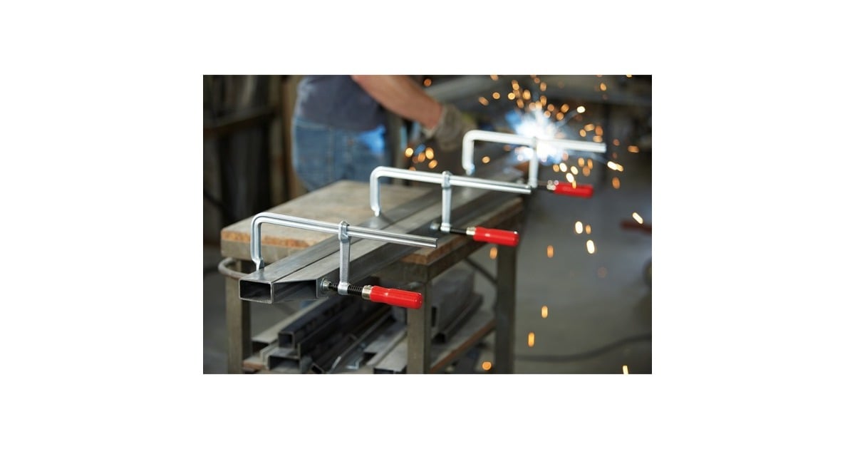 BESSEYGeheel stalen lijmtang classiX GS10 met houten handgreep lijmklem  (Zilver/rood)