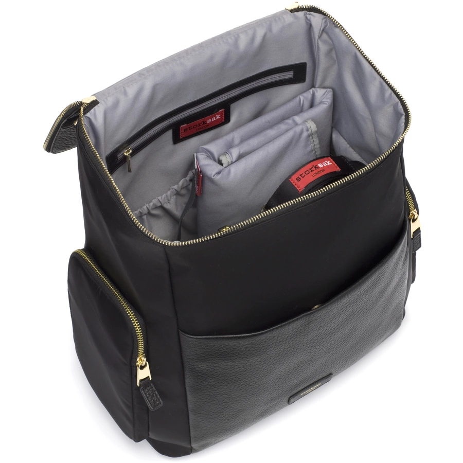 storksak Wickelrucksack Alyssa Black-Gold