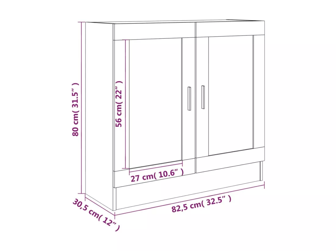 Armoire à vitrine Chêne fumé 82,5x30,5x80 cm Bois d'ingénierie