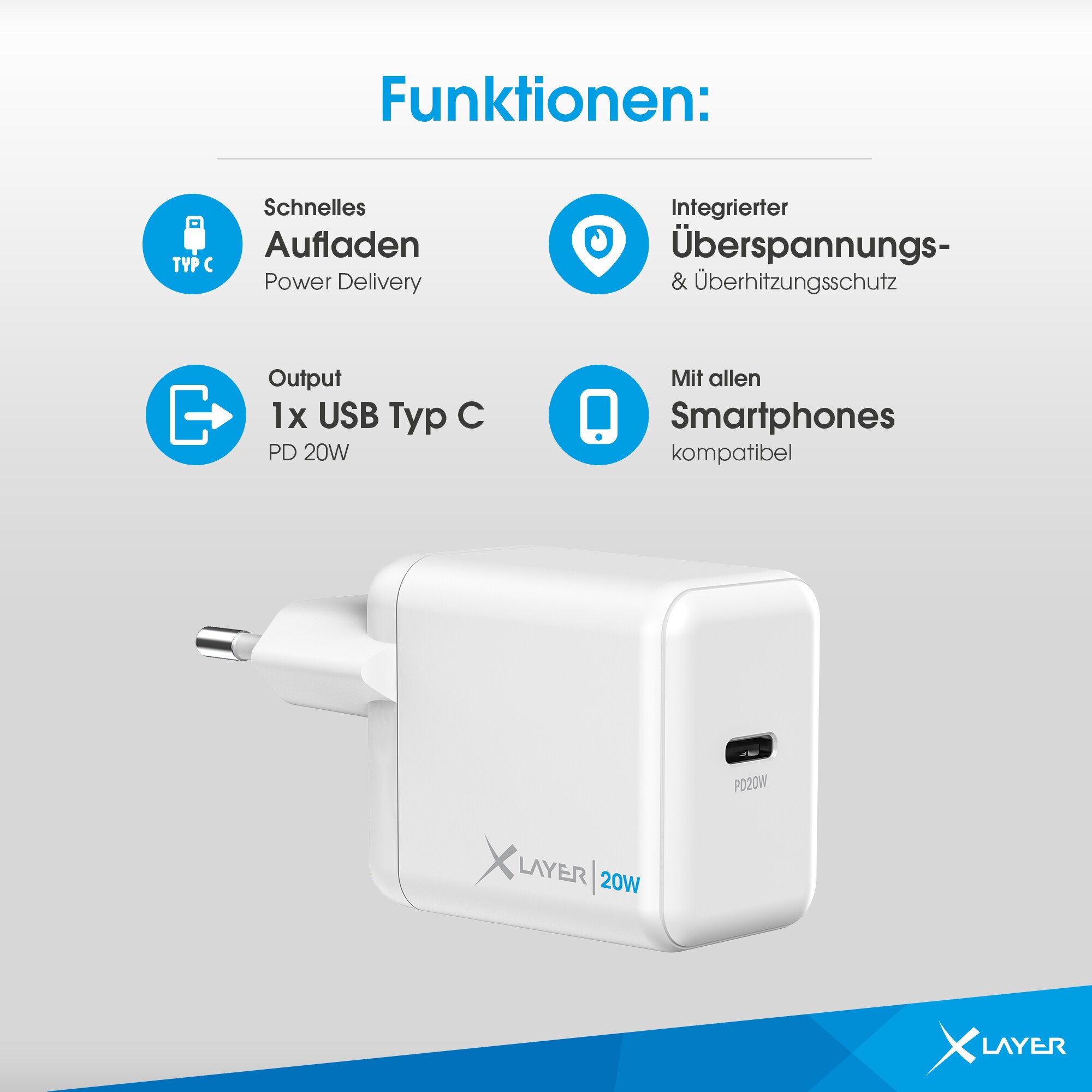Xlayer CHARGER Ladegerät XLayer Typ C (USB-C) Single Charger PD 20W