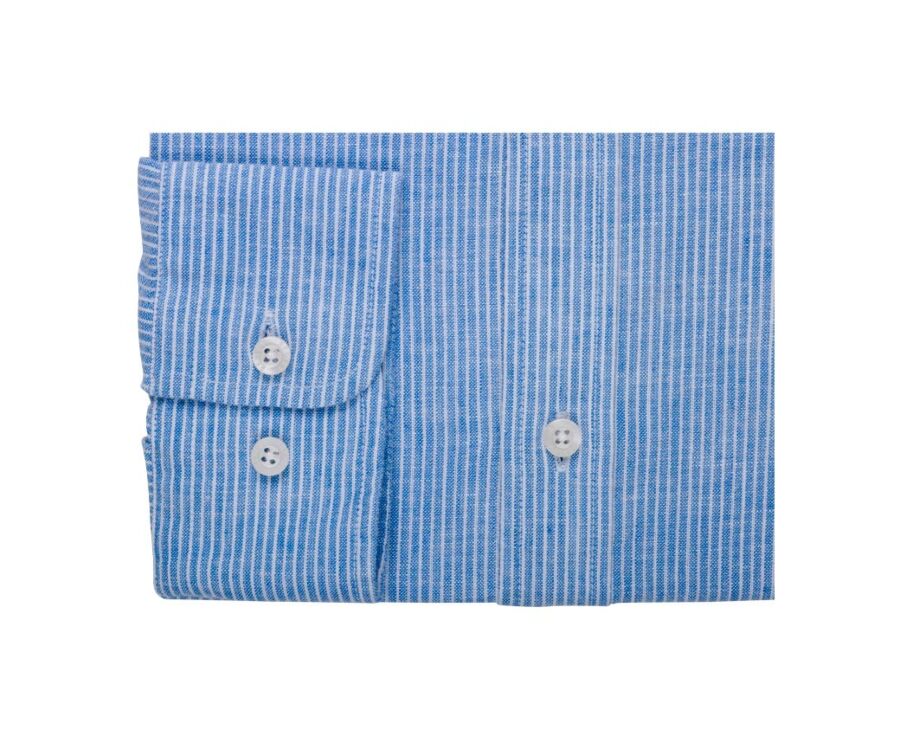 Chemise coton et lin Bleu et liseré Blanc - EDIBERT