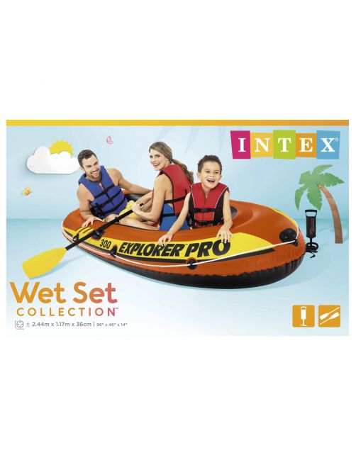 Intex Opblaasboot - Explorer Pro 300 - Speelgoed - 244x117x36 cm 3 Pers. Met Peddels En Pomp