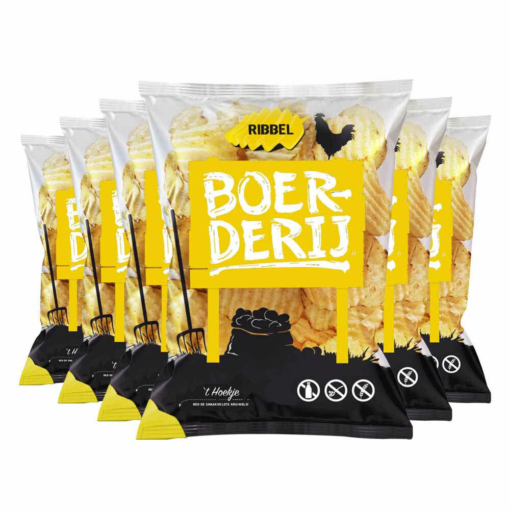 6x Boerderij Chips Zeezout Ribbel190 gr
