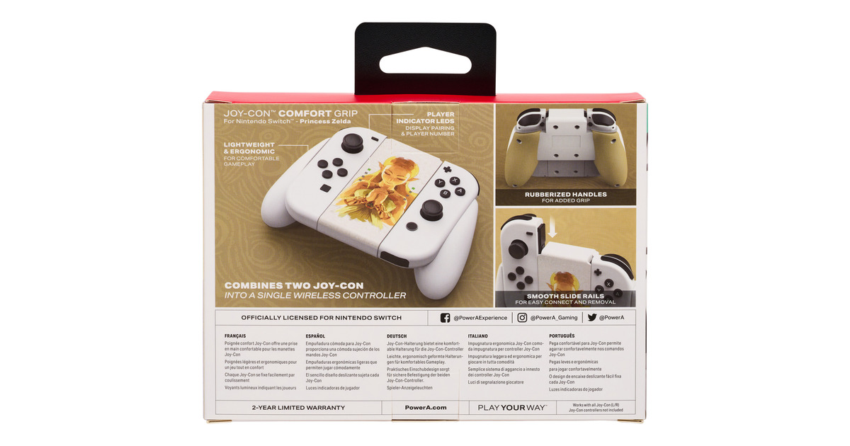 PowerAJoy-Con Comfort Grip for Nintendo Switch - Princess Zelda bevestiging  (Wit)